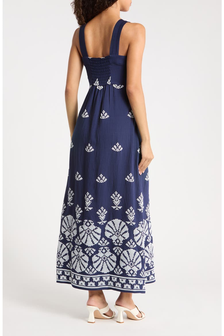 Geometric Print Midi Sundress, Alternate, color, MOOD INDIGO