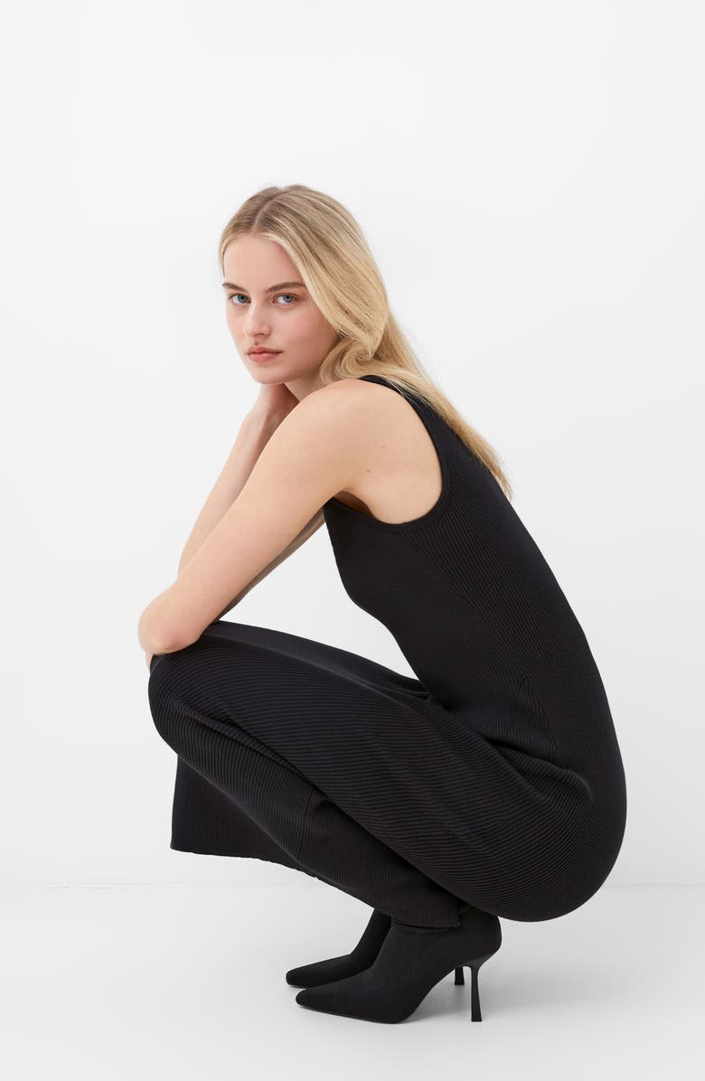 French Connection Mozza Sleeveless Rib Midi Sweater Dress, Alternate, color, 02-Black