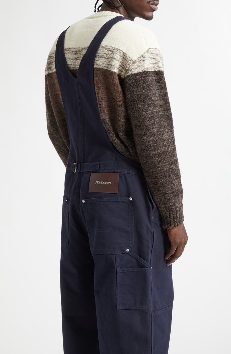JW Anderson x Guinness Cotton Canvas Workwear Overalls, Alternate, color, Indigo