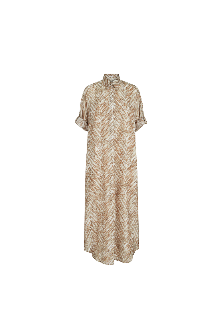 Chevron print dress, Alternate, color, Beige