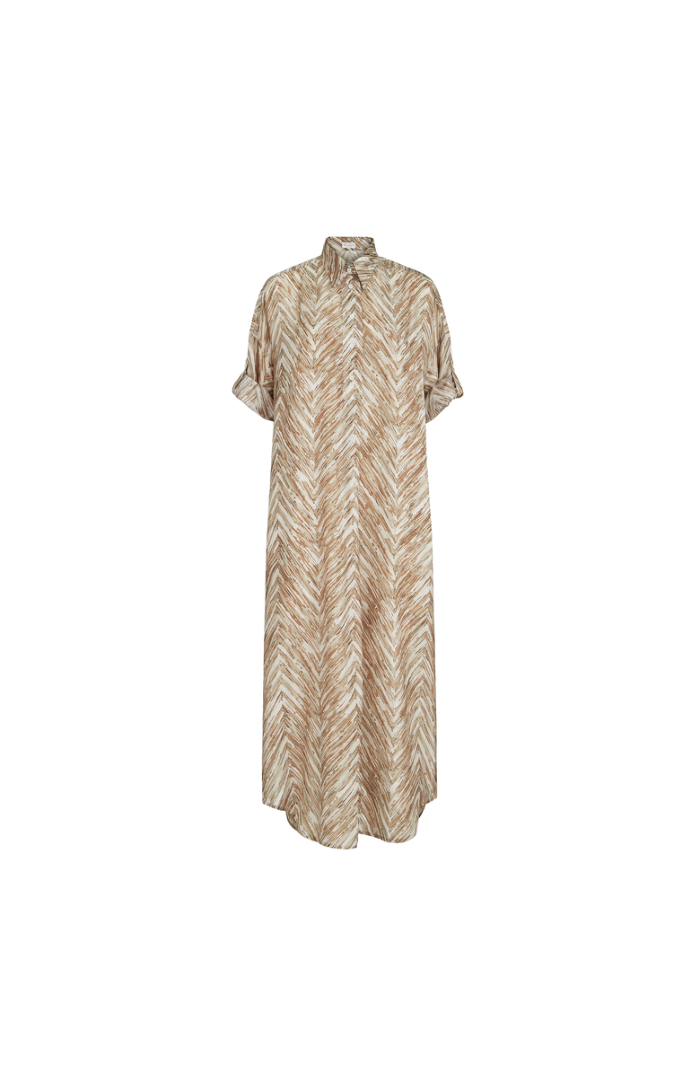 Brunello Cucinelli Chevron print dress, Alternate, color, Beige