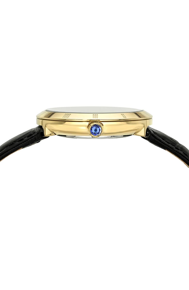PORSAMO BLEU Monroe Leather Strap Watch, Alternate, color, Black Gold Tone