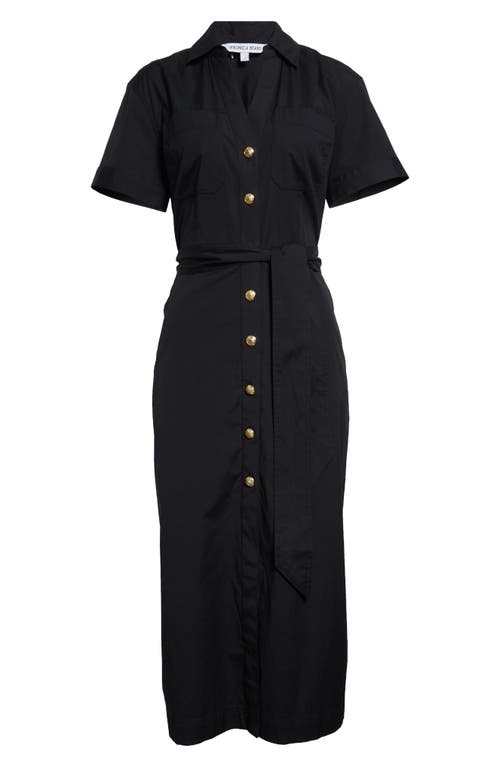 Veronica Beard Tabby Short-sleeve Midi Shirtdress In Black