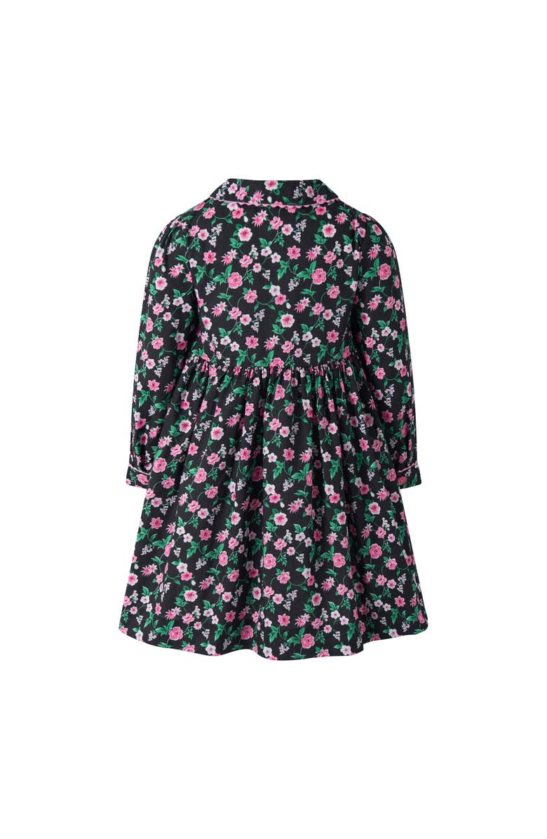 Rachel Riley Floral Smocked Button Front Dress, Alternate, color, Black