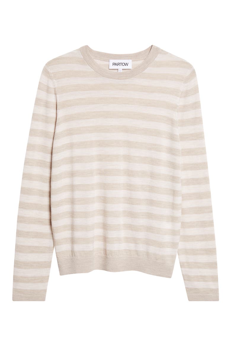 Greta Stripe Wool Sweater, Alternate, color, STONE STRIPE