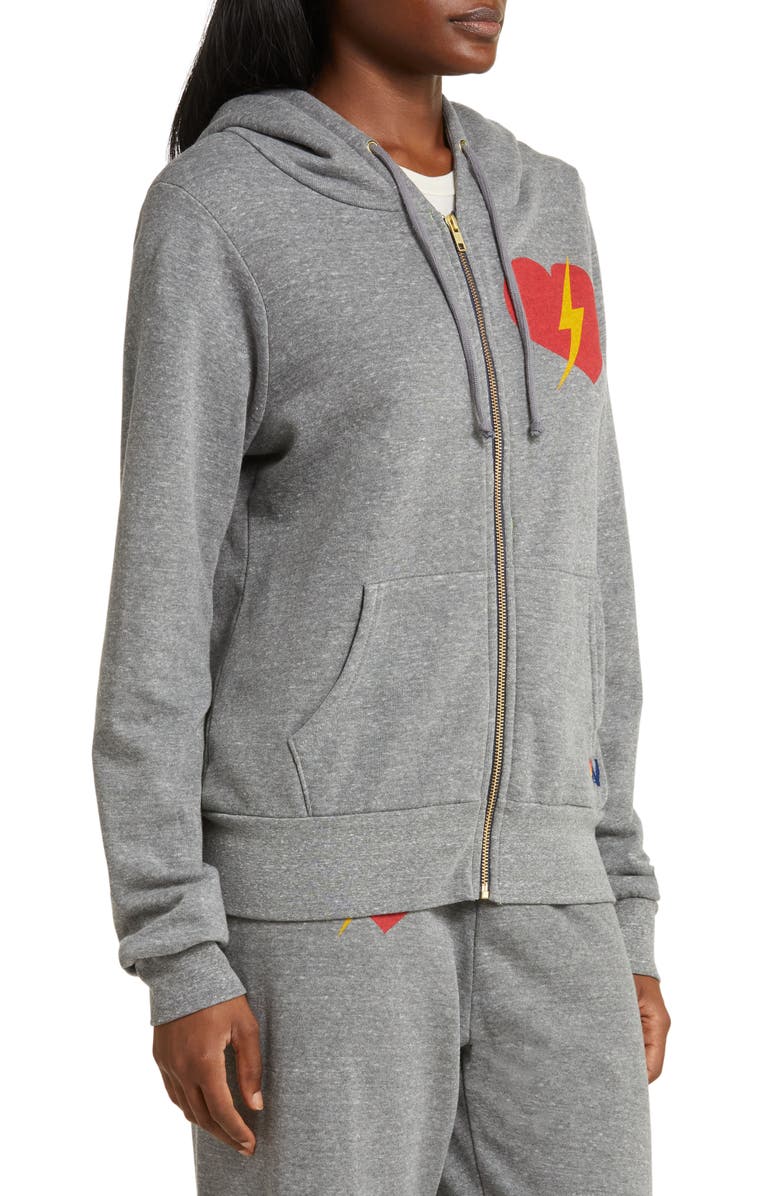 Aviator Nation Bolt Heart Graphic Zip-Up Hoodie, Alternate, color,
