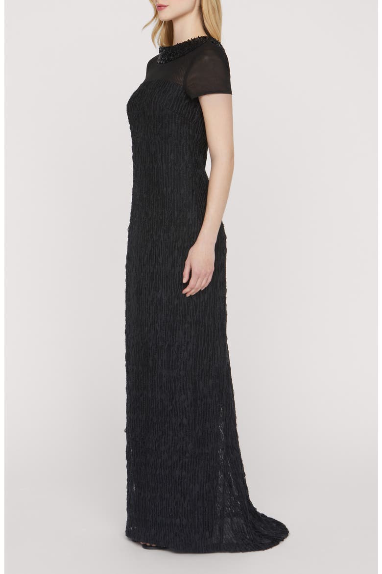 Inaya Embellished Column Gown, Alternate, color, BLACK