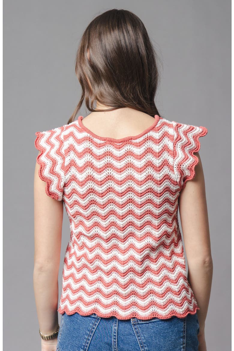 Organic Flutter Sleeve Sweater Top, Alternate, color, Tidal Wiggle