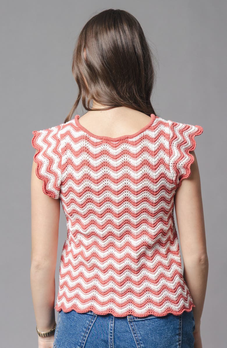 Hope & Henry Organic Flutter Sleeve Sweater Top, Alternate, color, Tidal Wiggle