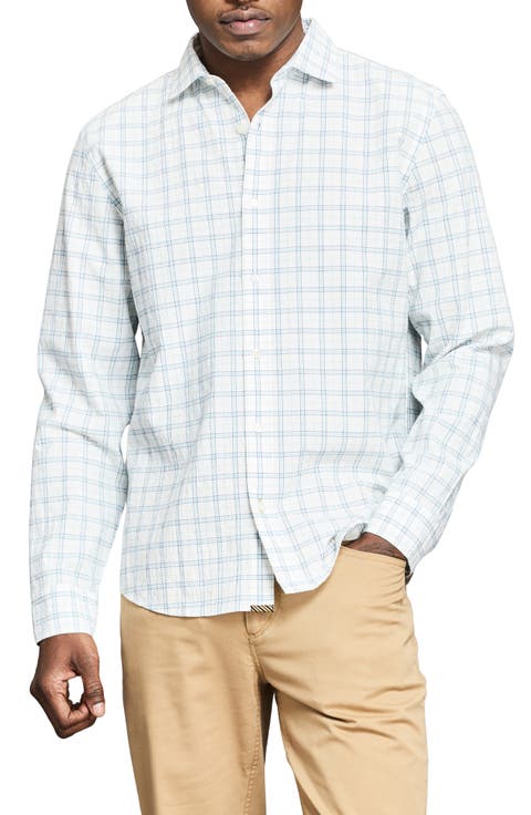 Seersucker Plaid Stretch Cotton Button-Up Shirt