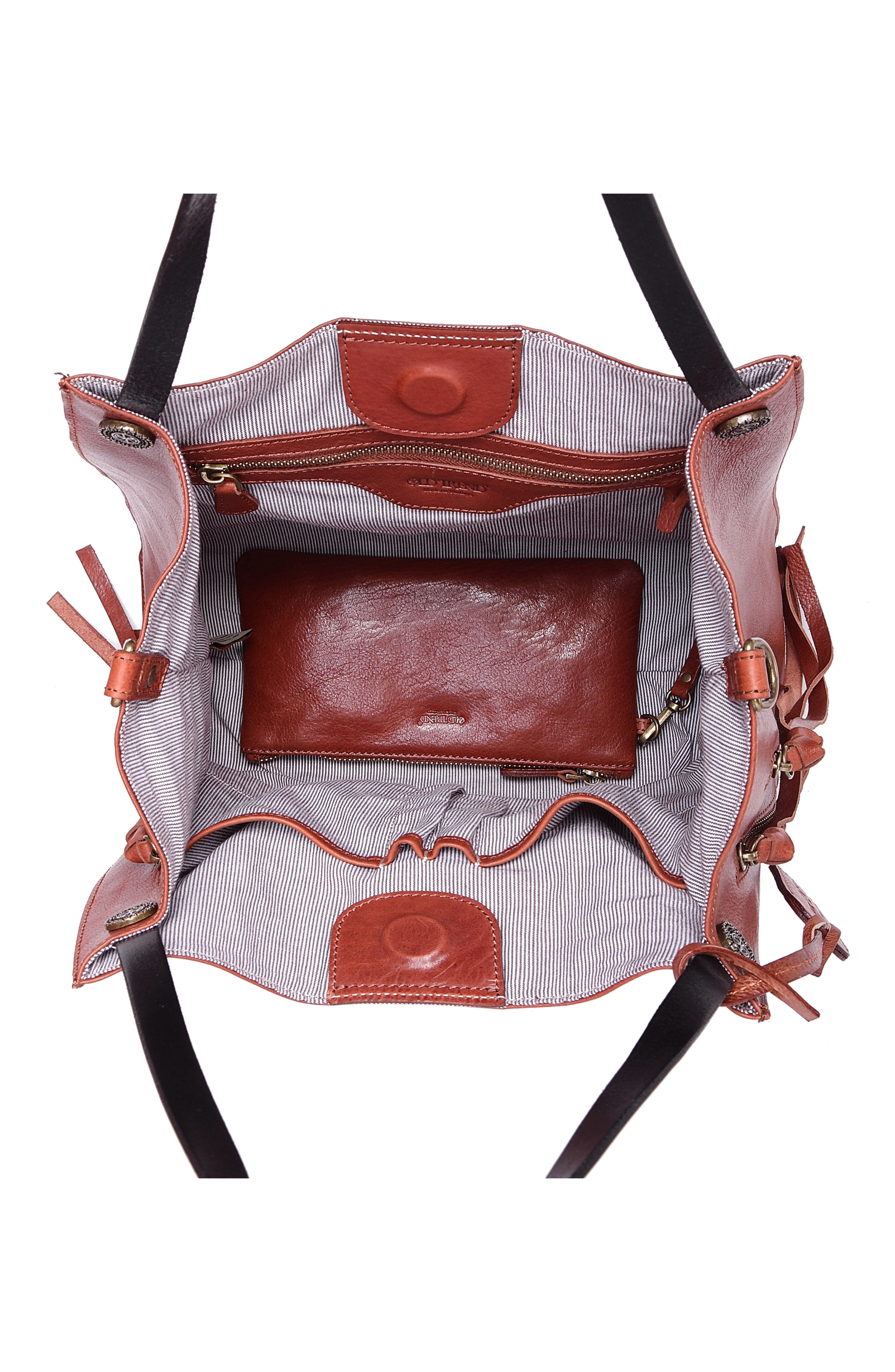 Daisy Leather Tote Bag, Alternate, color, cognac