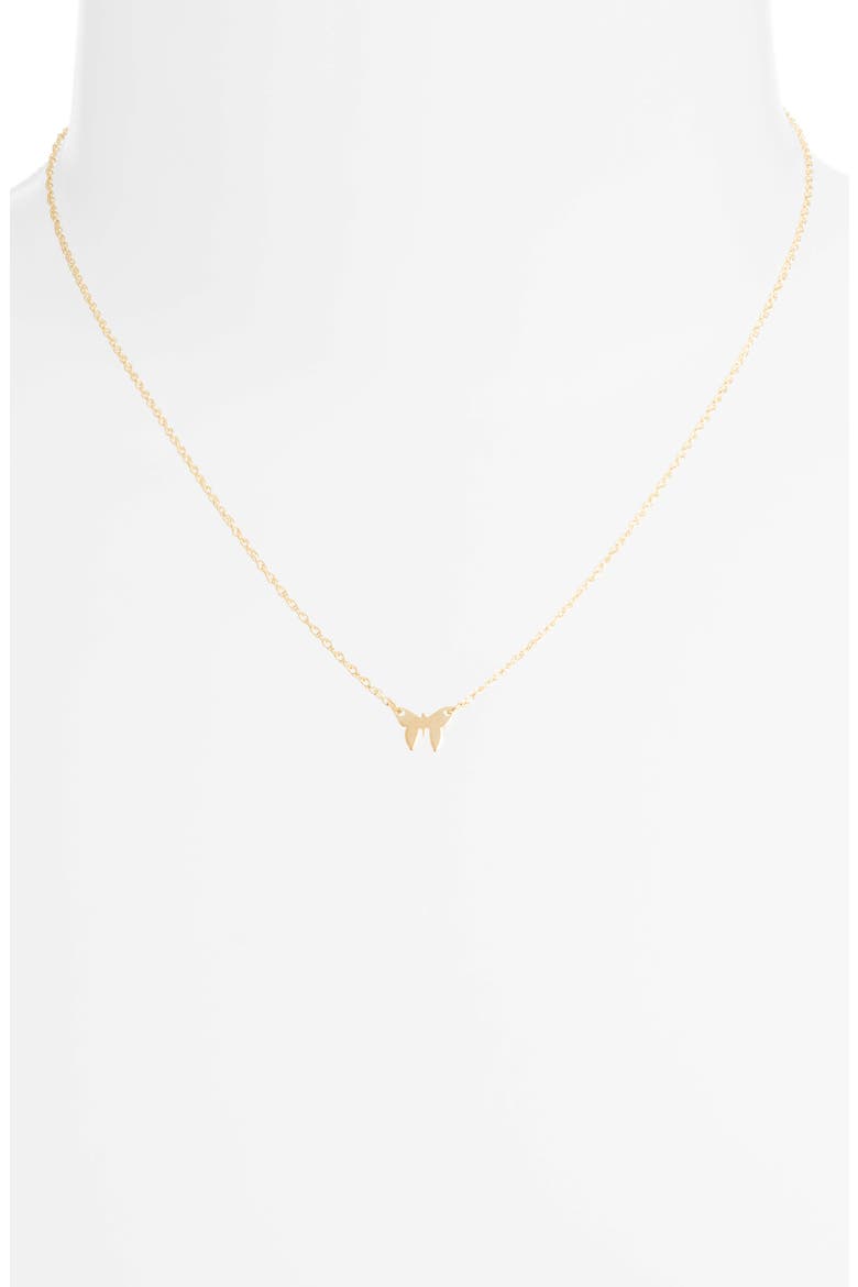 Mariah Mini Butterfly Pendant Necklace, Alternate, color, YELLOW GOLD