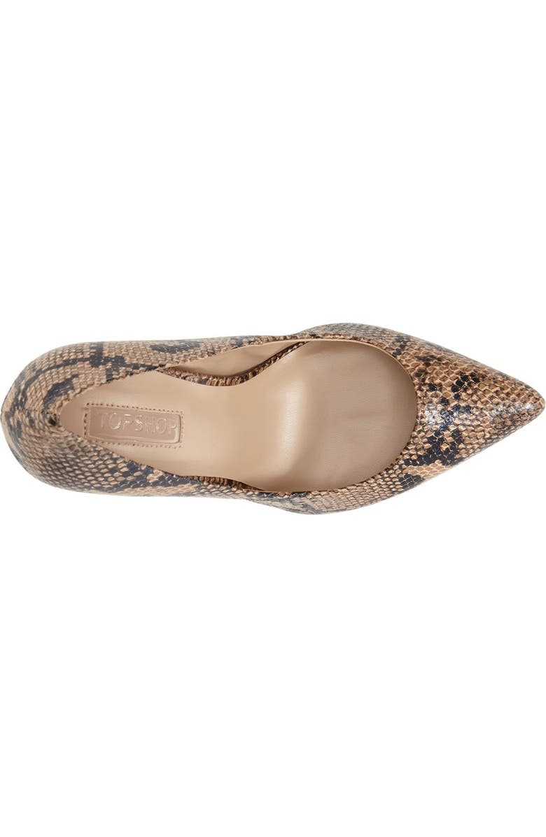 Topshop 'Gemini 2' Snake Print Pointy Toe Pump, Alternate, color,