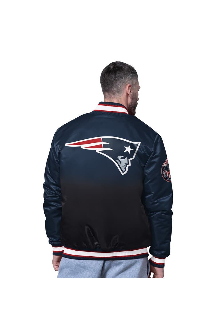 Men's Starter Navy New England Patriots Pass Rush Varsity Full-Snap Jacket, Alternate, color, Navy