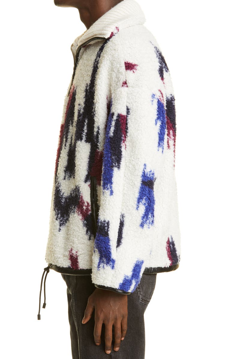 Isabel Marant Men's Marlon Geo Print Quarter Zip Fleece Pullover, Alternate, color, 