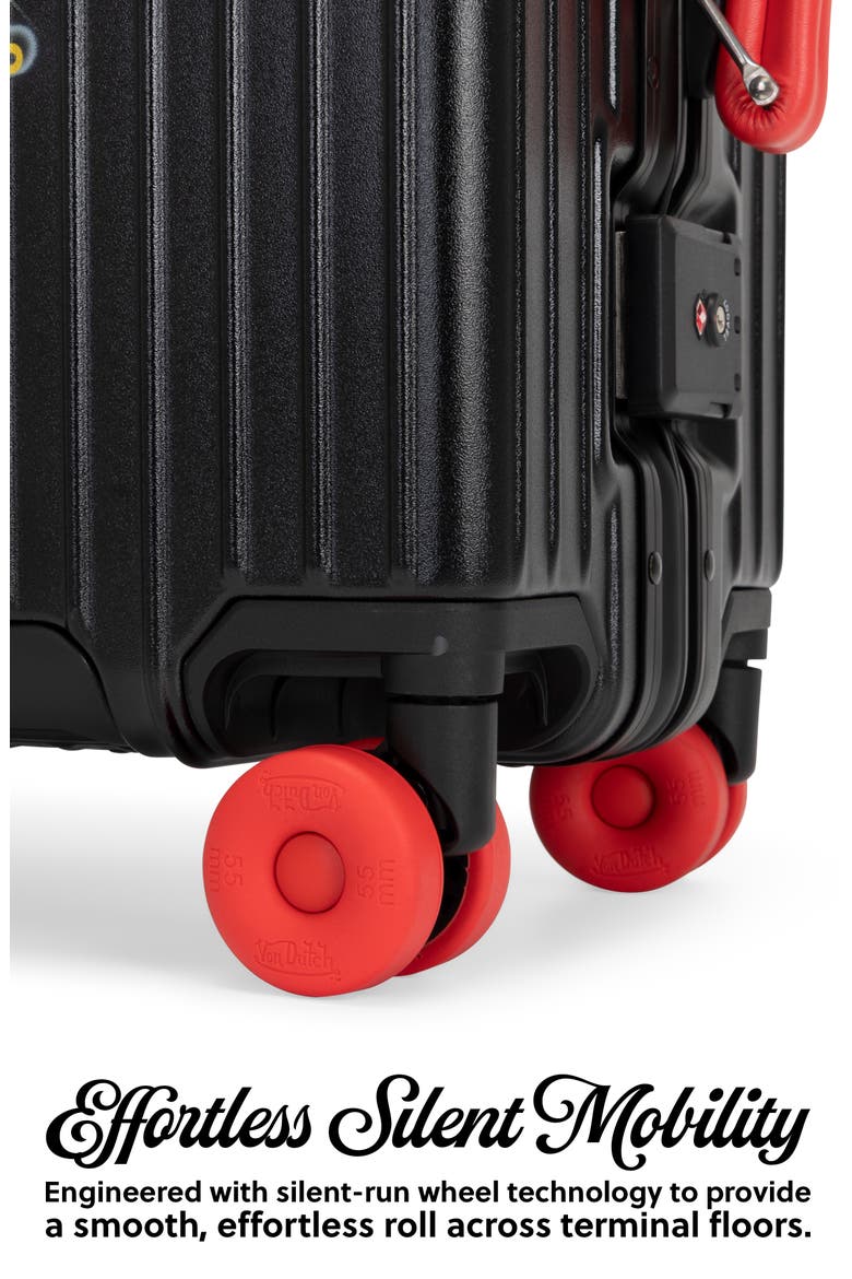 Cross Roads Polycarbonate Carry-on Suitcase with Aluminum Frame, Alternate, color, Black with Red accents