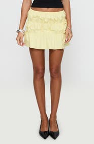 Princess Polly Kiwie Smocked Cotton Miniskirt
