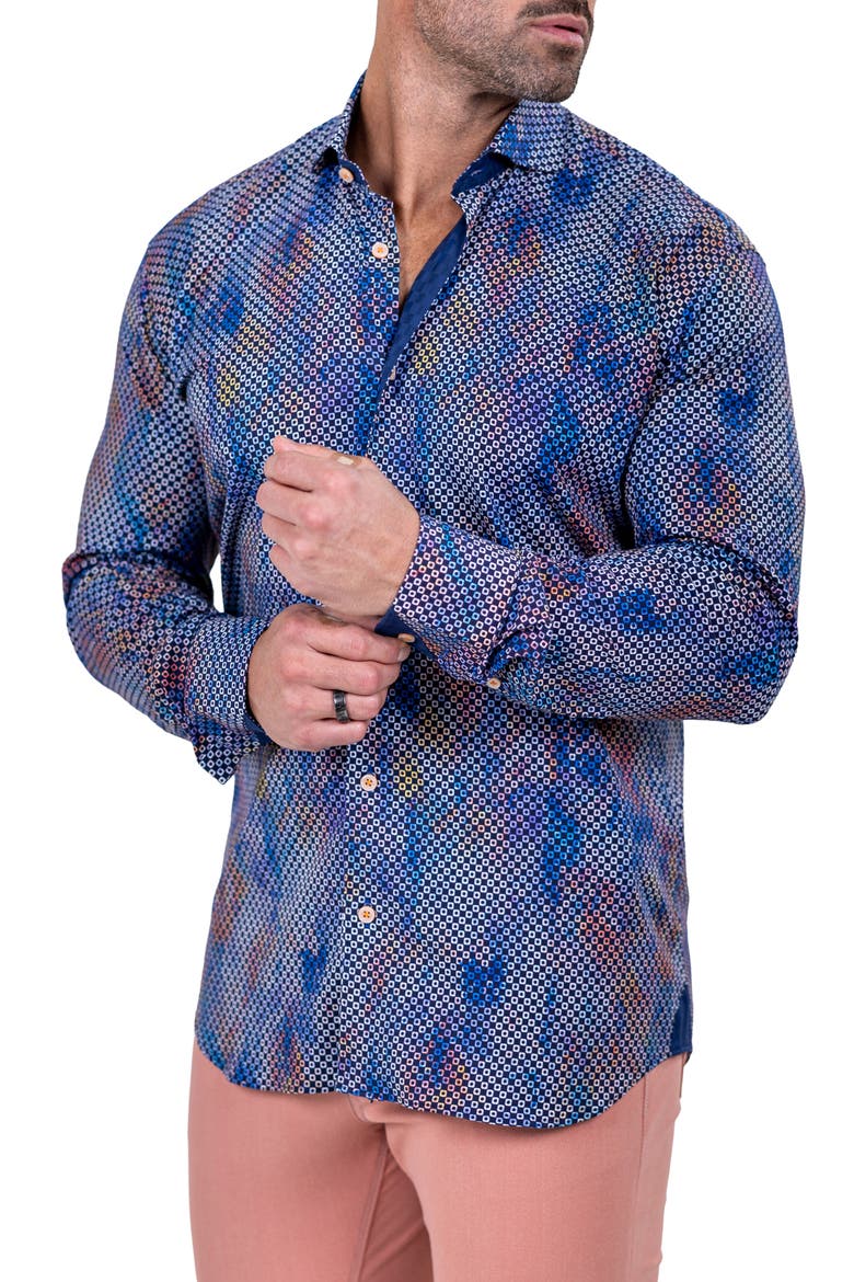 Einstein Marthyr0235 Blue Button-Up Shirt, Alternate, color, BLUE