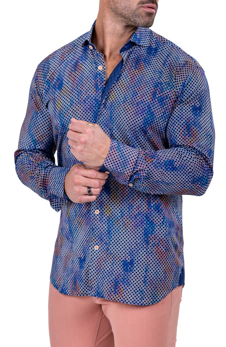 Maceoo Einstein Marthyr0235 Blue Button-Up Shirt, Alternate, color, Blue