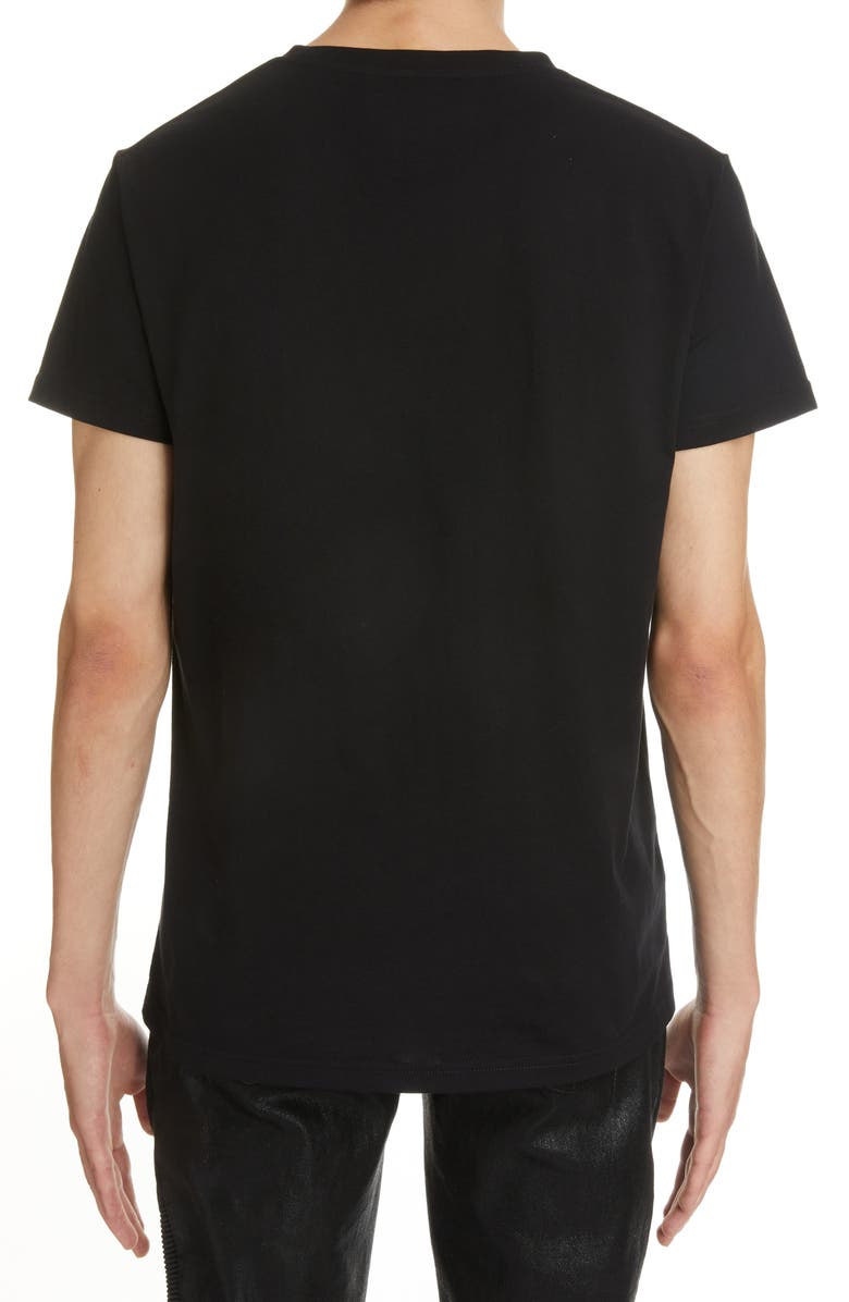 Balmain Classic Fit Flocked Logo Cotton T-Shirt, Alternate, color,