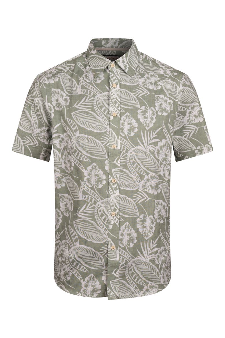 Yarn Dye Tropical Print Button-Up Shirt, Alternate, color, SAGE