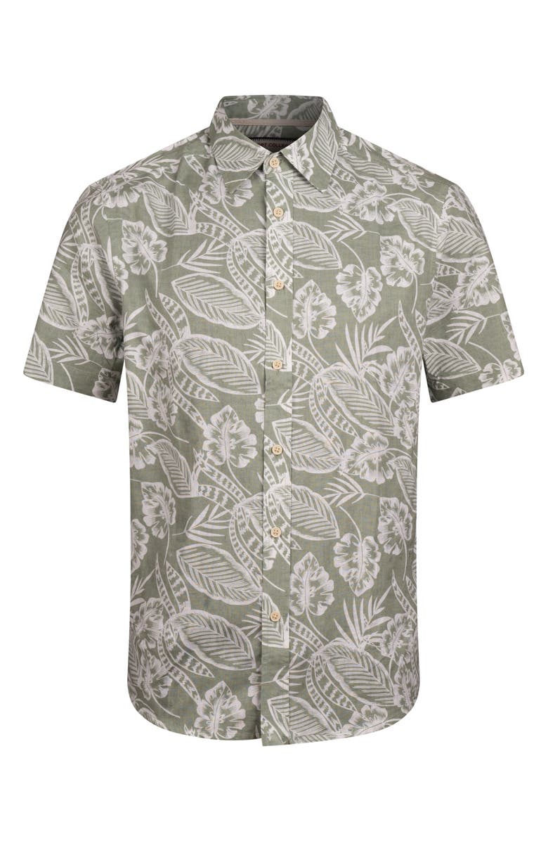 Report Collection Yarn Dye Tropical Print Button-Up Shirt, Alternate, color, Sage
