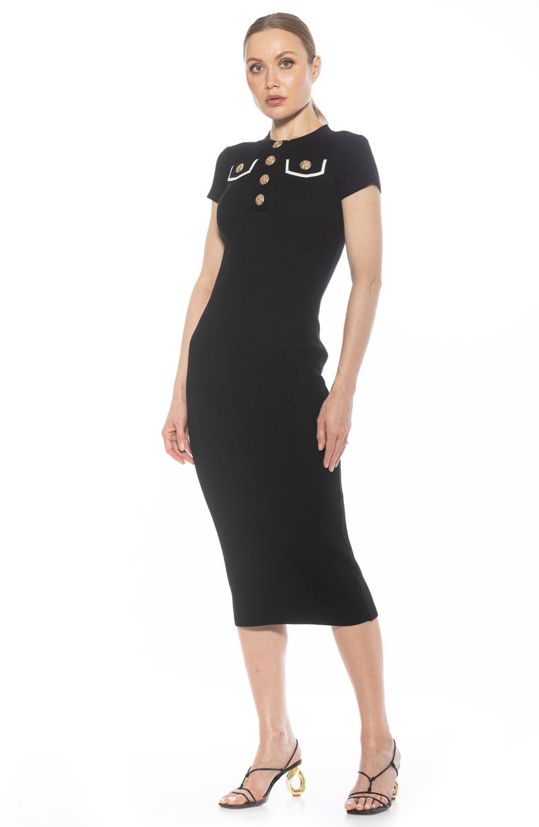Alexia Admor Rhys Crewneck Knit Sheath Midi Dress, Alternate, color, Black