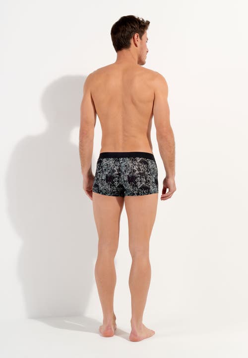 Hom Tiger Print Boxer Briefs In Dark Grey Print