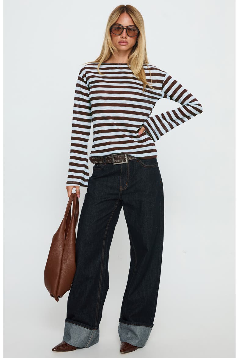 Bateau Neck Stripe Knit Top, Alternate, color, BLUE STRIPE