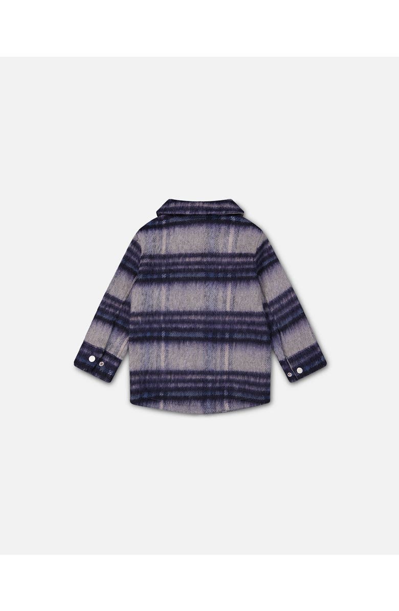 Deux par Deux Little Boy's Overshirt Wool-Effect With Pockets Plaid Blue And Gray, Alternate, color, 