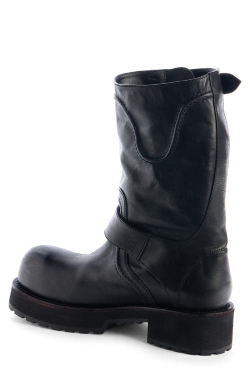 Balenciaga Mid-calf Leather Boots Rubber Sole In Black