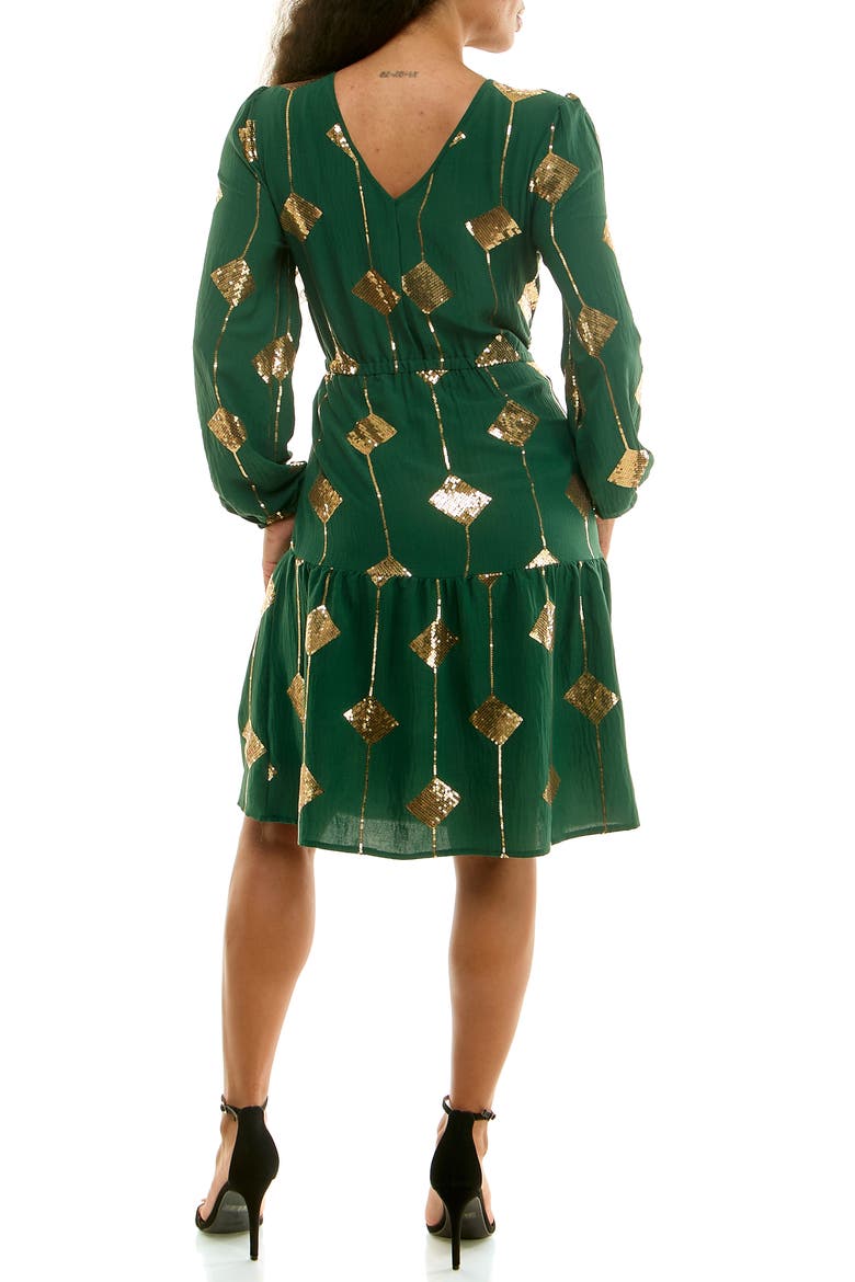 Balloon Sleeve Drawstring Dress, Alternate, color, JEWEL GREEN