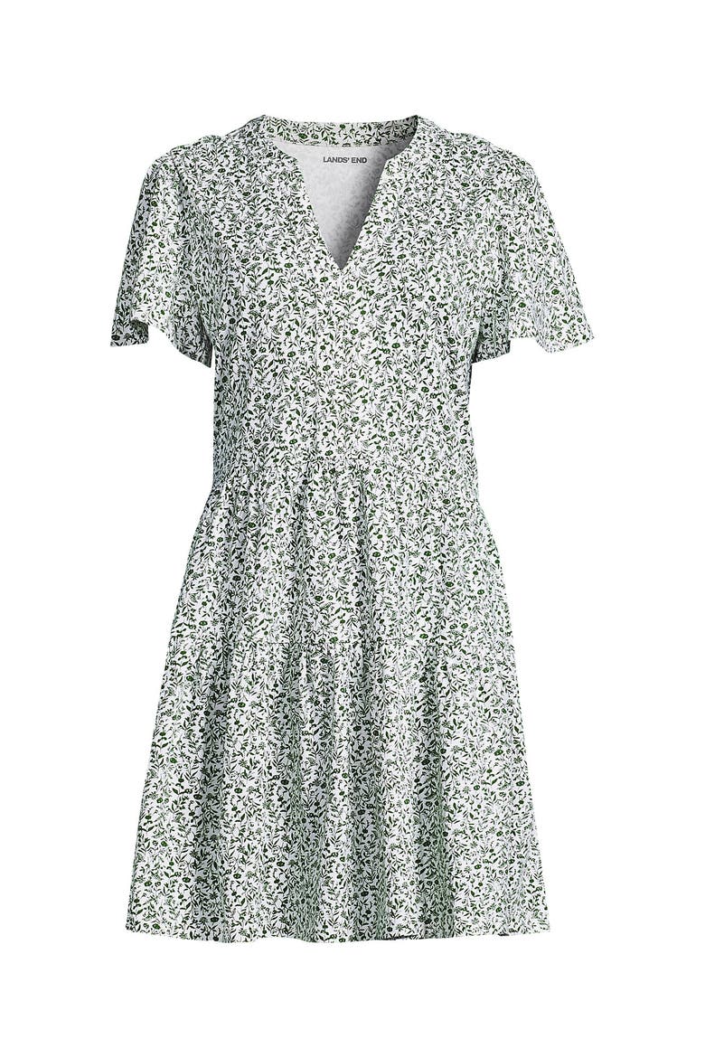 Cotton Jersey Tiered Mini Dress, Alternate, color, Fresh Clover Pressed Flower