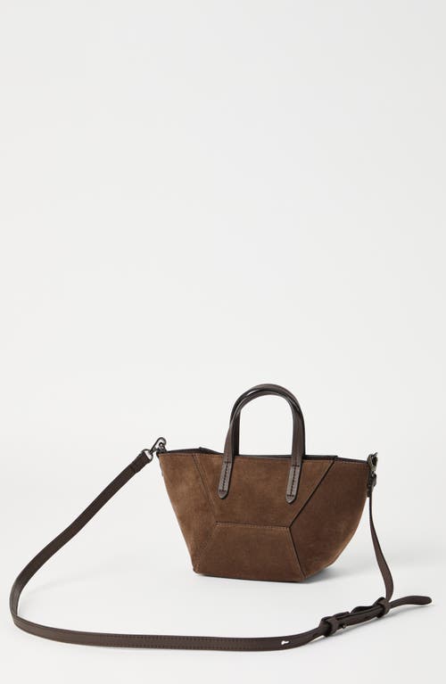 Brunello Cucinelli Calfskin Mini Bc Duo Bag In Bark