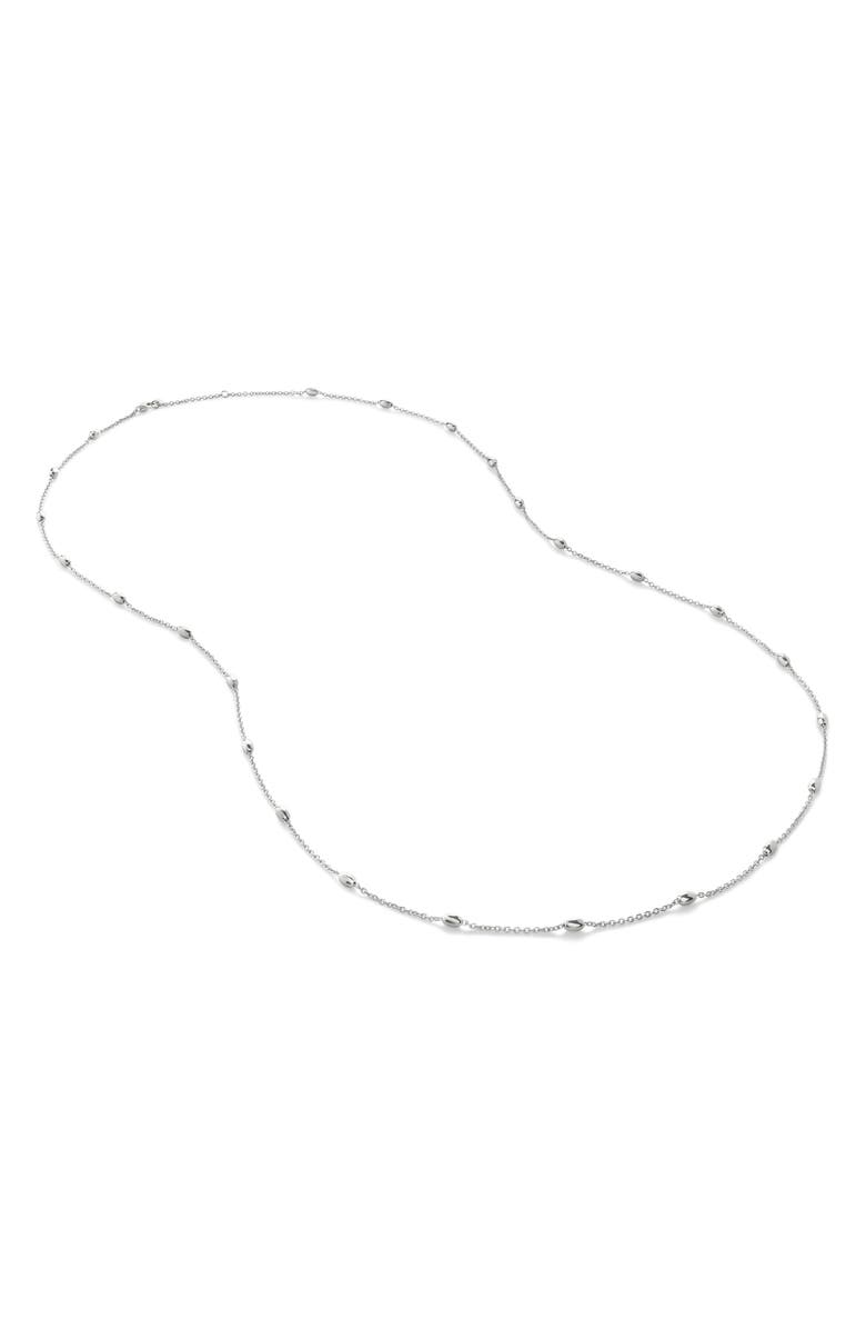 Monica Vinader Orbit Oval Station Necklace, Main, color, Sterling Silver