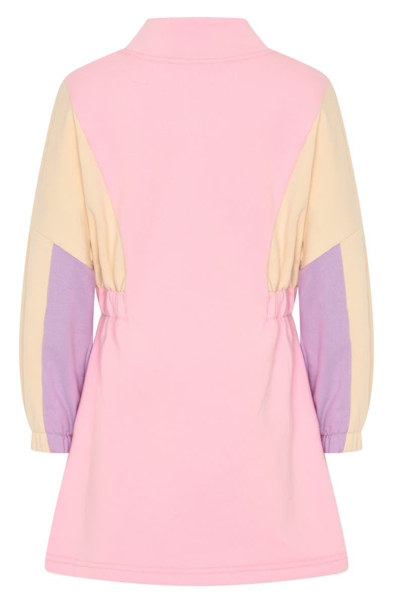 TINY TRIBE Kids' Colorblock Long Sleeve Cotton Graphic Sweatshirt Dress, Alternate, color, Pink Multi