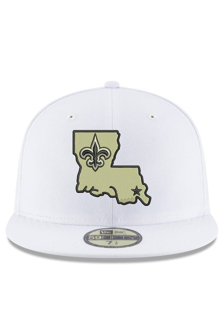 Men's New Era White New Orleans Saints Omaha Alternate Logo 59FIFTY Fitted Hat, Alternate, color, White
