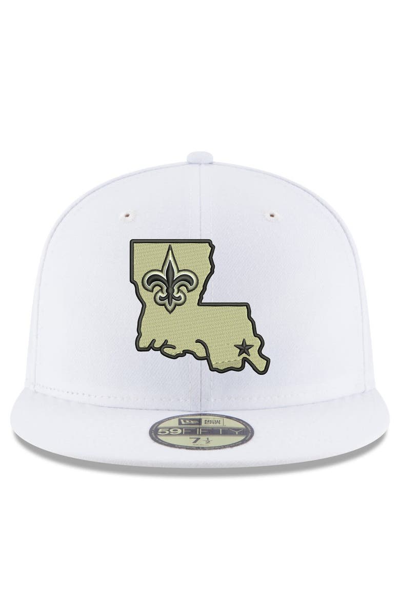 New Era Men's New Era White New Orleans Saints Omaha Alternate Logo 59FIFTY Fitted Hat, Alternate, color, White