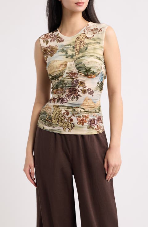 Toile de Rio Ruched Sleeveless Top