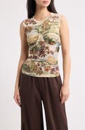 FARM Rio Toile de Rio Ruched Sleeveless Top