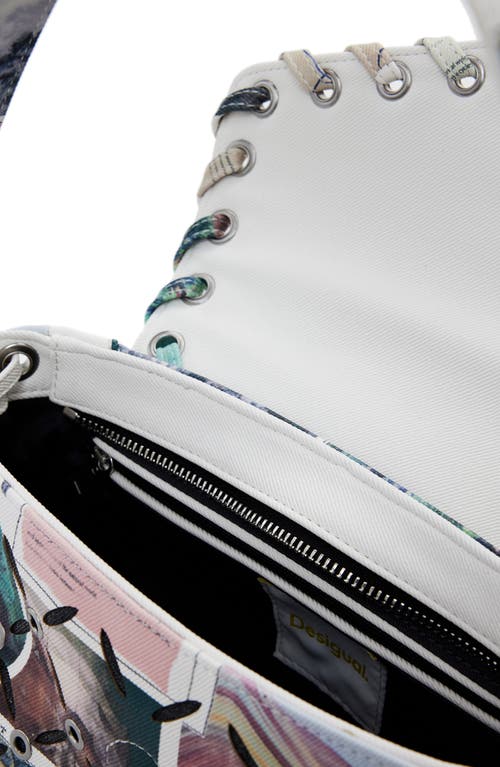 Desigual Small Collage Perforated Crossbody Bag In White