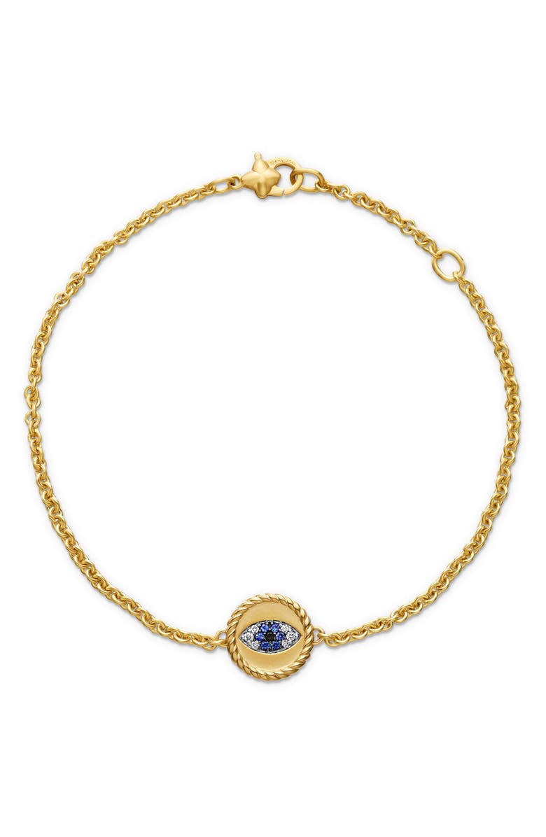 David Yurman Cable Collectibles Diamond & Sapphire Evil Eye Bracelet, Alternate, color, Blue Sapphire/ Diamond