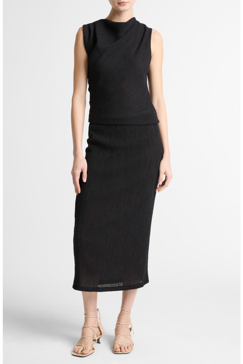 Shadow Grid Cowl Neck Sleeveless Top, Alternate, color, BLACK