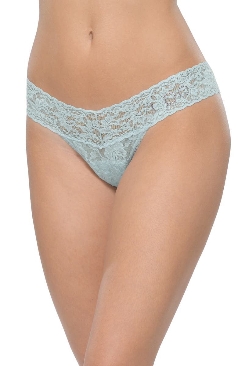 Hanky Panky I Do Swarovski Crystal Low Rise Thong, Main, color, Celeste Blue