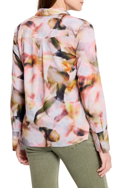 Nic + Zoe Nic+zoe Smoky Petals Cotton Button-up Shirt In Multi