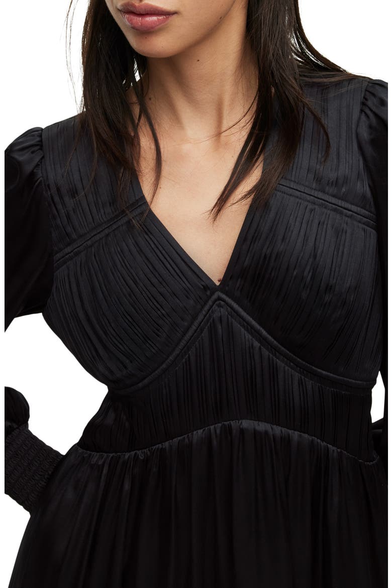 Esta Long Sleeve Asymmetric Hem Dress, Alternate, color, BLACK