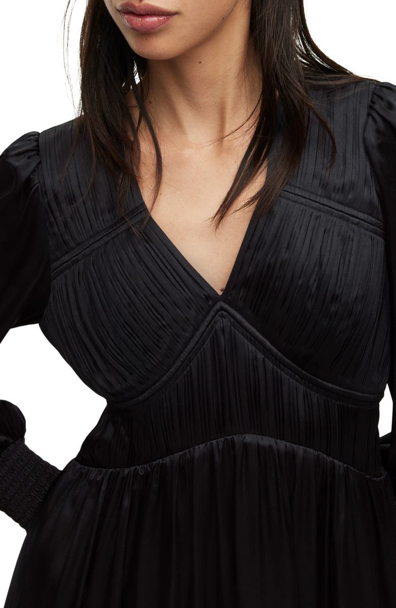 AllSaints Esta Long Sleeve Asymmetric Hem Dress, Alternate, color, 