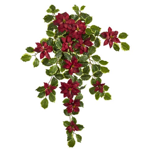 30-in Poinsettia and Variegated Holly Artificial Plant