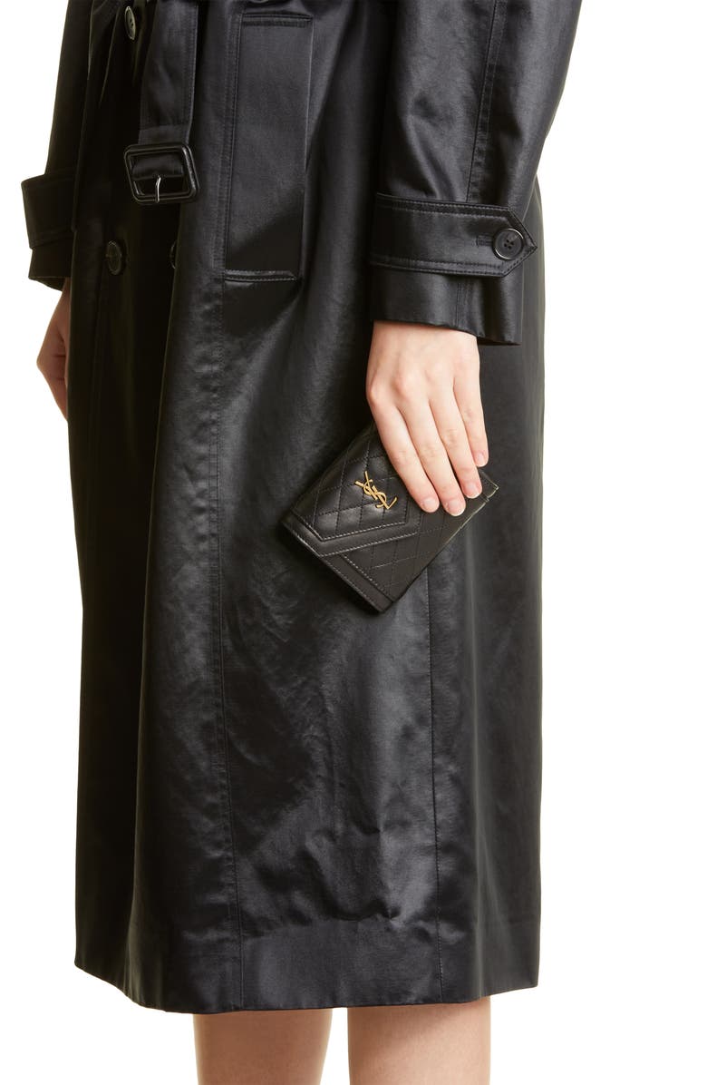 Saint Laurent Gaby Quilted Compact Trifold Wallet, Alternate, color, 