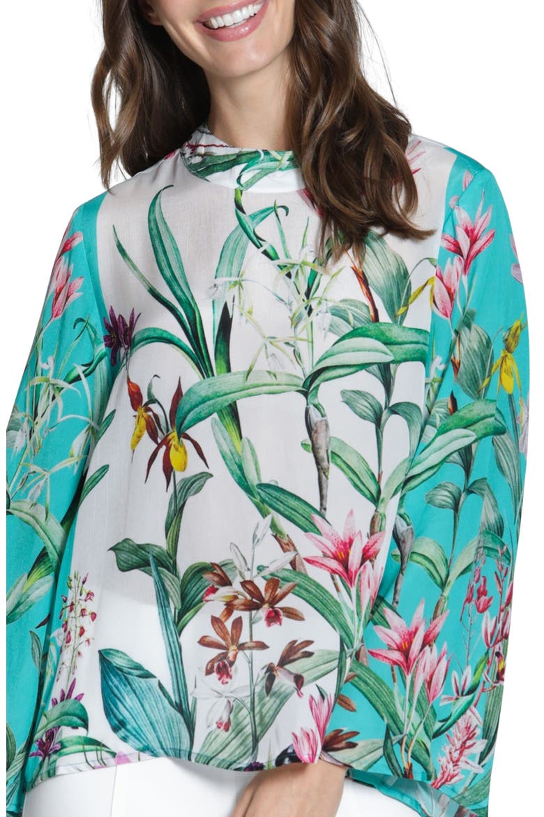 Floral Top, Main, color, TURQUOISE MULTI